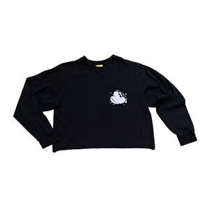 Jerry Leigh DISNEY Crop Top Cotton Long Sleeve Mickey Mouse Pocket Sz M